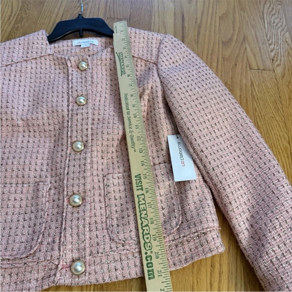 Liz Claiborne Charleston pink blazer jacket faux pearl buttons silver size 4 NWT - Picture 11 of 14